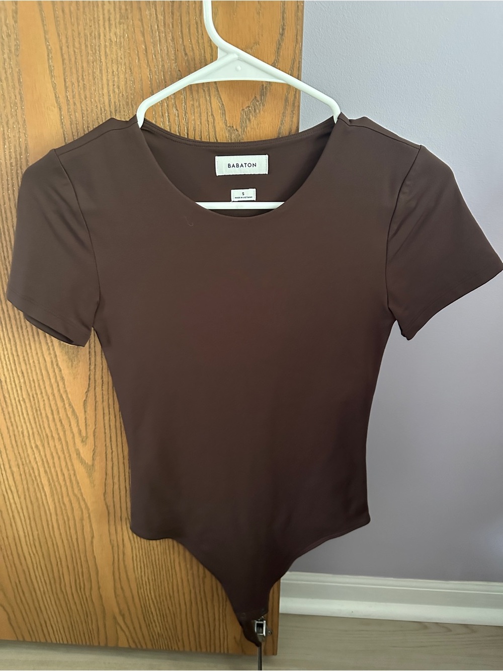Babaton Brown Short Sleeve Stretch Bodysuit